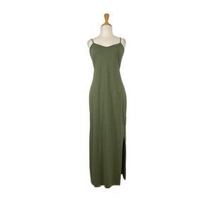 Kedziorek 40 US 8 Olive Green Slip Dress Long Cotton Jersey Art To Wear Lagenloo